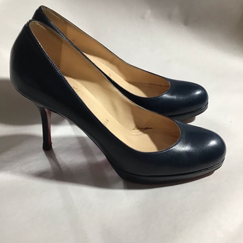 auth CHRISTIAN LOUBOUTIN size 35.5 navy platforms - Picture 3 of 8